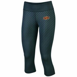 Champion Oklahoma State Workout Leggings Black Silver Cropped Small NWT